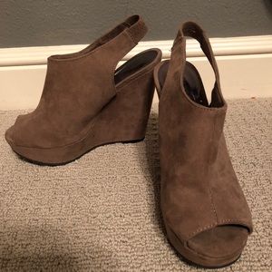 Grey suede wedges